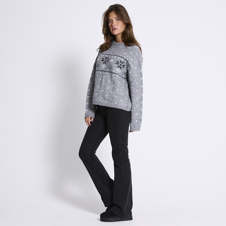 Pattern knit sweater "Elvie" Grey Melange